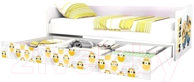 Двухъярусная выдвижная кровать детская Polini Kids Fun 4200 Миньоны (желтый)