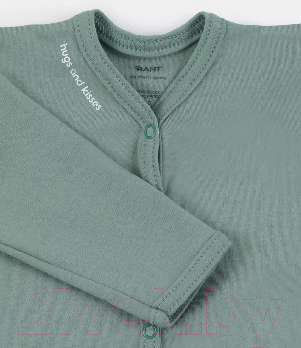 Боди для малышей Rant Hugs And Kisses с длинным рукавом / 6472/5-68 (Sage Green, р.68) — фото 3