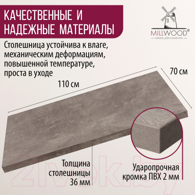 Купить Столешница для стола Millwood ПФ 110x70x3.6  