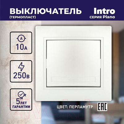 Изображение товара Выключатель INTRO Plano 1-101-06 / Б0053726