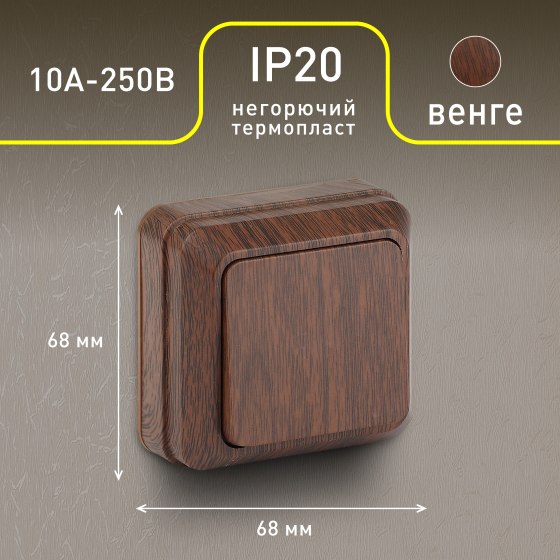 Выключатель INTRO Quadro 2-101-10  / Б0053737 (венге)