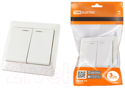 Изображение товара Выключатель TDM Ильмень / SQ1823-0004 (белый)