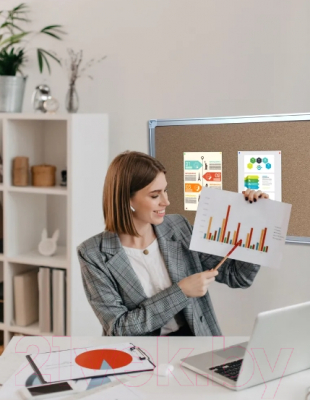 Изображение товара Информационная доска Silwerhof Пробковая 90x120см алюминиевая рама