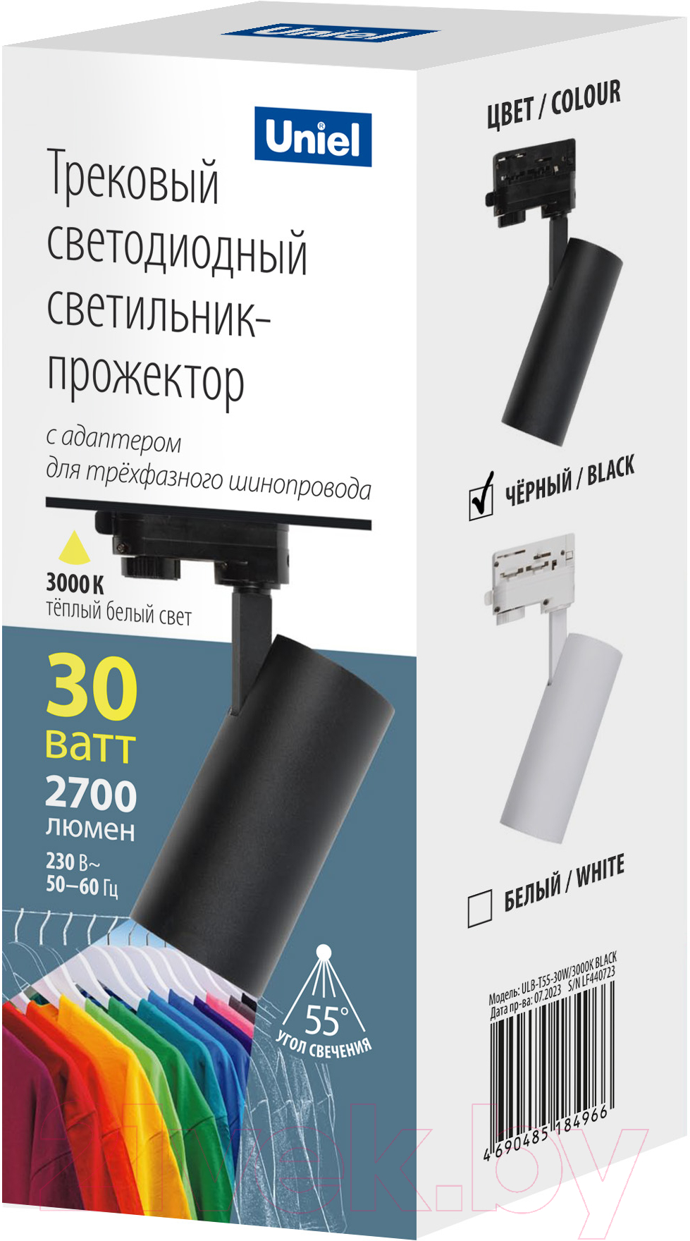 Трековый светильник Uniel ULB-T55-30W/3000K Black / UL-00011208 — фото 2