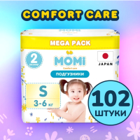 Подгузники детские Momi Comfort Care Mega pack S 3-6 кг (102шт) - 