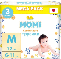 Подгузники-трусики детские Momi Comfort Care Mega M 6-11кг (72шт) - 