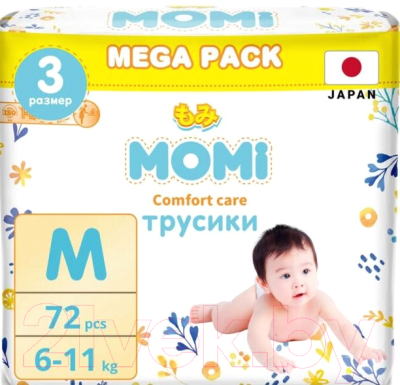 Подгузники-трусики детские Momi Comfort Care Mega M 6-11кг (72шт)