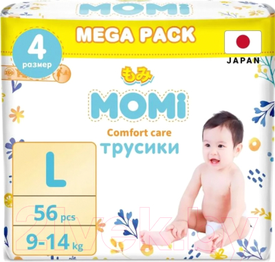 Подгузники-трусики детские Momi Comfort Care Mega L 9-14кг (56шт)