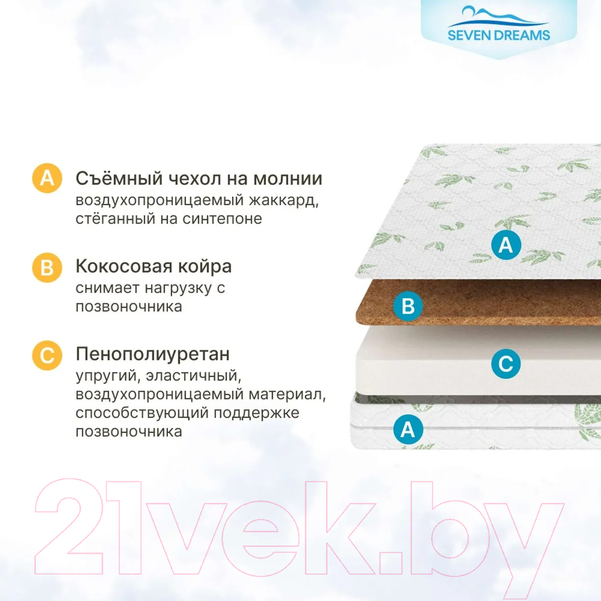 Матрас в кроватку Seven Dreams Aloe Vera Cocos 415164