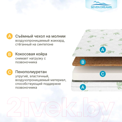 Матрас в кроватку Seven Dreams Aloe Vera Cocos 415164 (60x120)