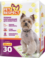 Одноразовая пеленка для животных Pet Respect 60x40 (30шт) - 