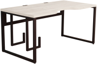 Компьютерный стол Millwood Каир 2 с вырезом 160x80x74 (дуб белый Craft/металл черный) - 