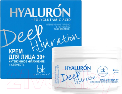 Крем для лица BelKosmex Hyaluron Deep Hydration Интенсивное увлажнение и свежесть 30+ (48г)