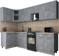 Кухонный гарнитур Интерлиния Мила Gloss 50-12x27 (керамика/керамика/травертин серый) - 