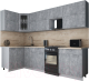 Кухонный гарнитур Интерлиния Мила Gloss 50-12x28 (керамика/керамика/травертин серый) - 