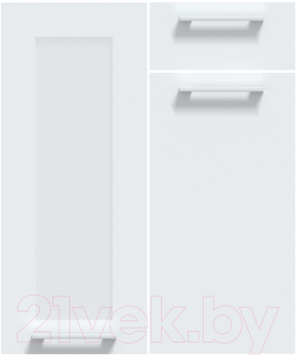 Кухонный гарнитур Интерлиния Мила Gloss 50-12x29 (белый глянец/дуб вотан/травертин серый)