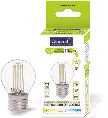 Лампа General Lighting GLDEN-G45S-10-230-E27-2700 / 649909