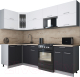 Кухонный гарнитур Интерлиния Мила Gloss 60-12x26 (белый софт/графит софт/травертин серый) - 
