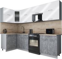 Готовая кухня Интерлиния Мила Gloss 60-12x27 (белый глянец/керамика/травертин серый) - 