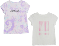 Комплект футболок детских Mark Formelle 117892-2 (р.98-52, белый/розово-голубой тай-дай) - 
