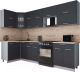 Кухонный гарнитур Интерлиния Мила Gloss 60-12x29 (графит софт/графит софт/травертин серый) - 