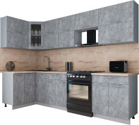 Кухонный гарнитур Интерлиния Мила Gloss 60-12x29 (керамика/керамика/травертин серый) - 