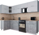Кухонный гарнитур Интерлиния Мила Gloss 60-12x29 (пепел софт/керамика/травертин серый) - 