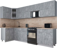Кухонный гарнитур Интерлиния Мила Gloss 60-12x31 (керамика/керамика/травертин серый) - 