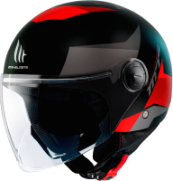 Мотошлем MT Helmets Street S Poke (M, матовый черный/красный) - 