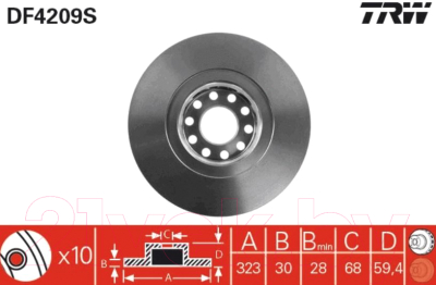 Тормозной диск TRW DF4209S