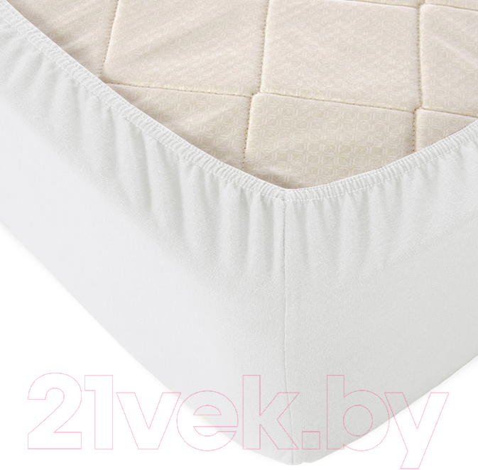 Простыня Alleri Трикотажная на резинке 80x200x20см (белый)