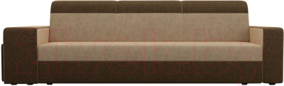 Комплект мягкой мебели Лига Диванов Мустанг с двумя пуфами / 61222 (вельвет бежевый/коричневый)