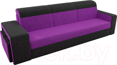 Комплект мягкой мебели Лига Диванов Мустанг с двумя пуфами / 61225 (вельвет фиолетовый/черный)