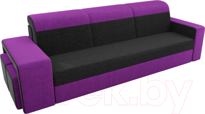 Комплект мягкой мебели Лига Диванов Мустанг с двумя пуфами / 61226 (вельвет черный/фиолетовый)