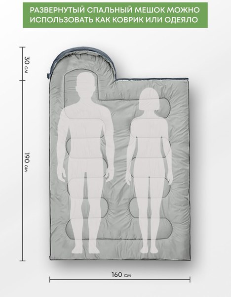 Спальный мешок RSP Outdoor Sleep 150 / SB-SLE-150-G-L (серый)