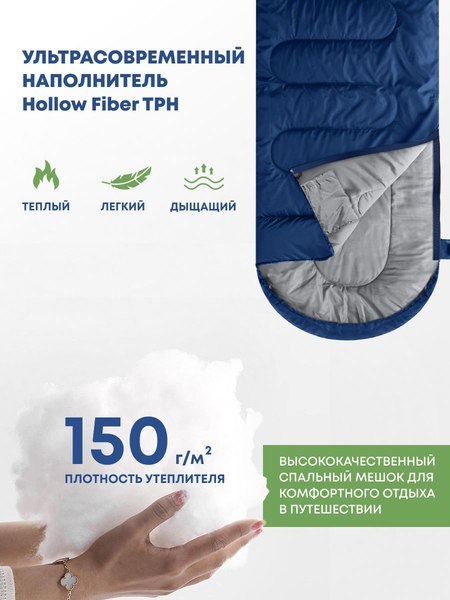 Спальный мешок RSP Outdoor Sleep 150 / SB-SLE-150-B-L (синий)