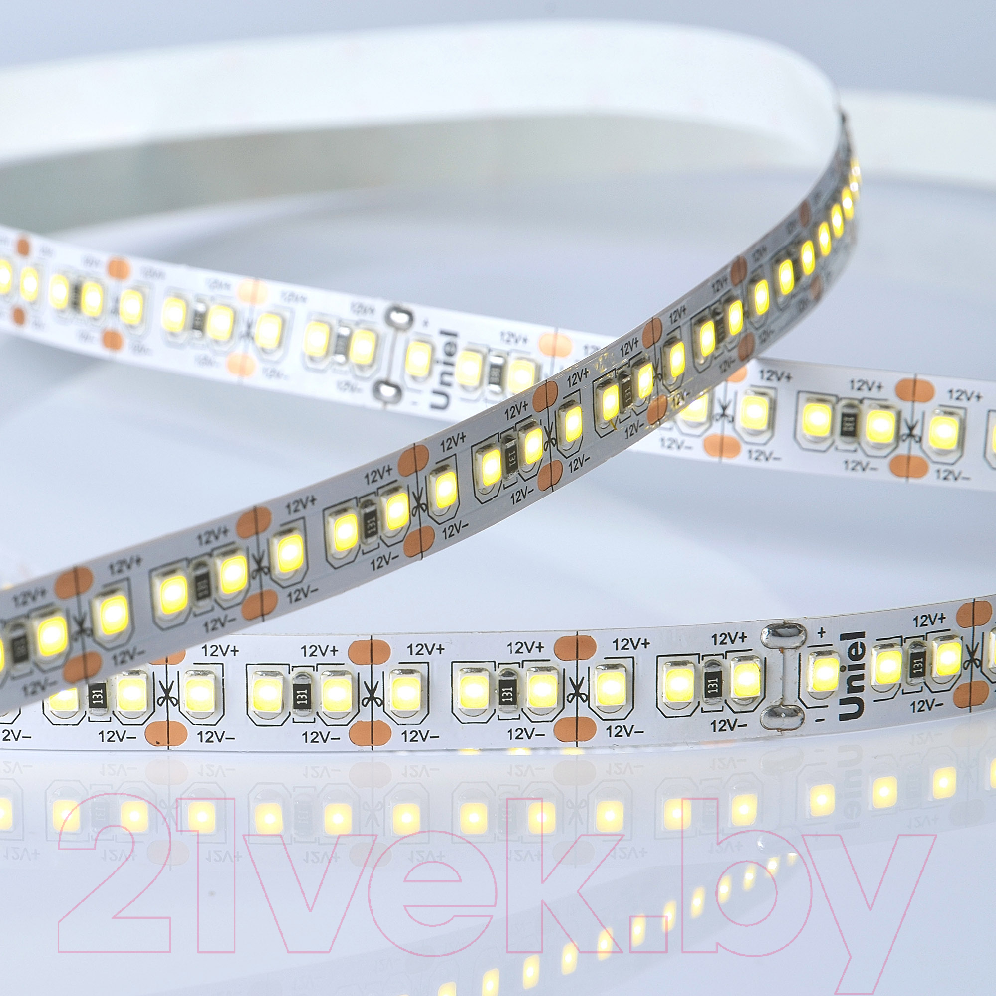 Светодиодная лента Uniel ULS-M16-2835-180LED/m-10mm-IP20-DC12V-17W/m-5M-4000K UL-00007640