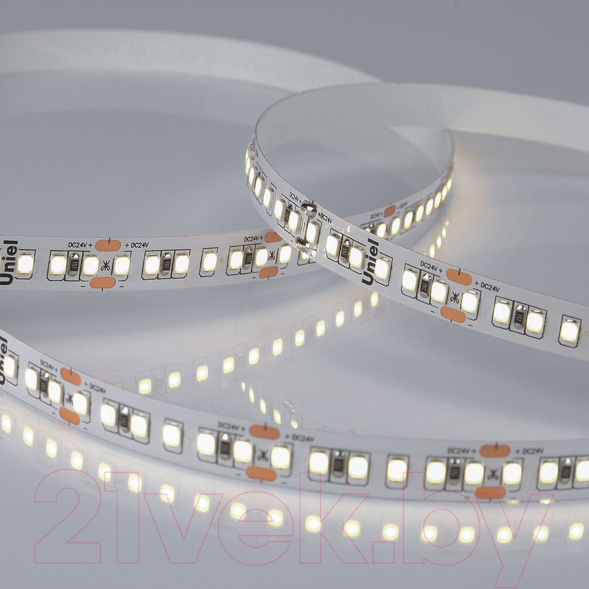 Светодиодная лента Uniel ULS-2835-168LED/m-10mm-IP20-DC24V-14W/m-5M-4000K / UL-00005874