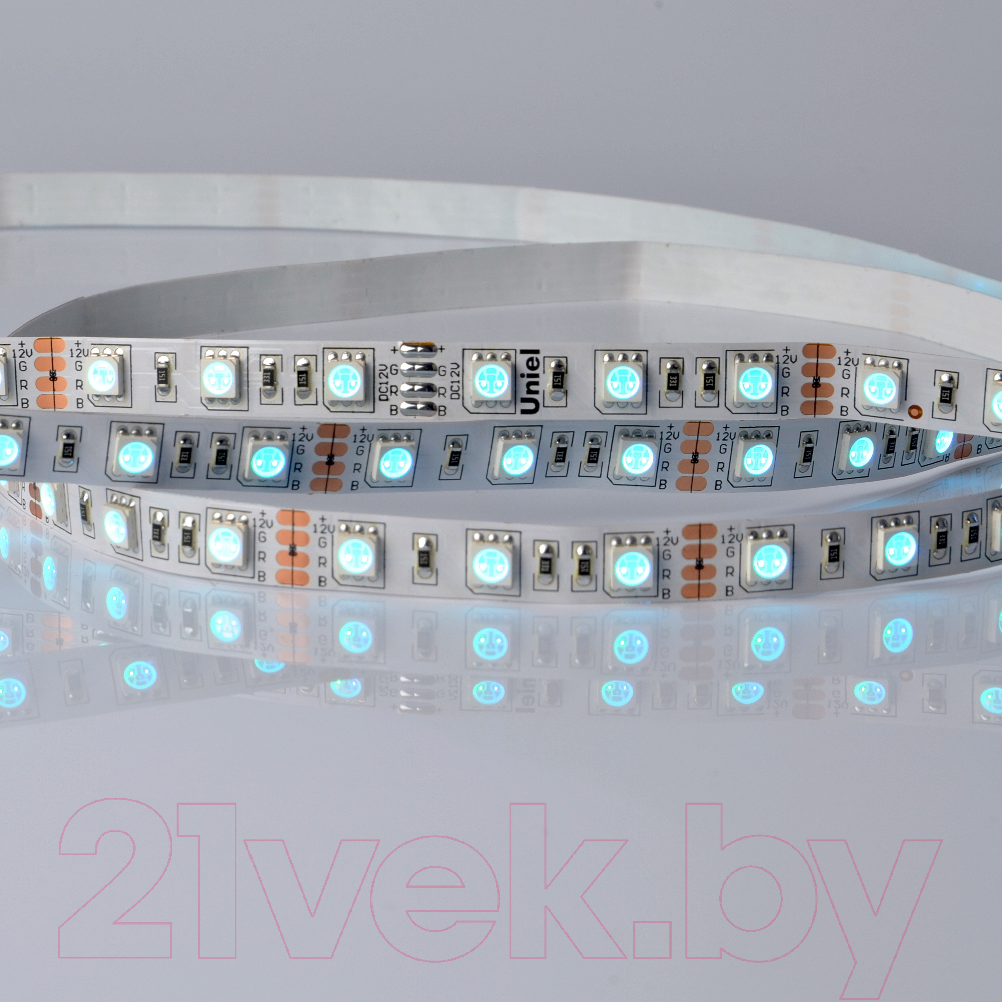 Светодиодная лента Uniel ULS-5050-60LED/m-10mm-IP20-DC24V-14.4W/m-5M-RGB / 04932