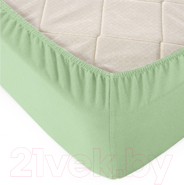 Простыня Alleri Трикотажная на резинке 160x200x20см (оливковый)