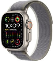 Умные часы Apple Watch Ultra 2 LTE 49mm (титановый корпус/зеленый-серый, нейлоновый ремешок) - 