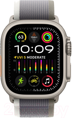 Умные часы Apple Watch Ultra 2 LTE 49mm (титановый корпус/зеленый-серый, нейлоновый ремешок)