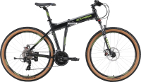 Велосипед STARK Cobra 27.2 D 2024 (18, черный металлик/зеленый) - 