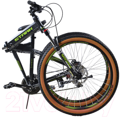 Велосипед STARK Cobra 27.2 D 2024 (20, черный металлик/зеленый)