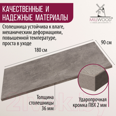 Столешница для стола Millwood 180x90 (бетон)