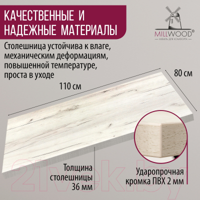 Купить Столешница для стола Millwood 110x80x3.6  