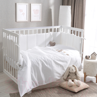 Комплект постельный для малышей Perina Teddy Sateen Collection / ТДСК6-01.3 (белый)