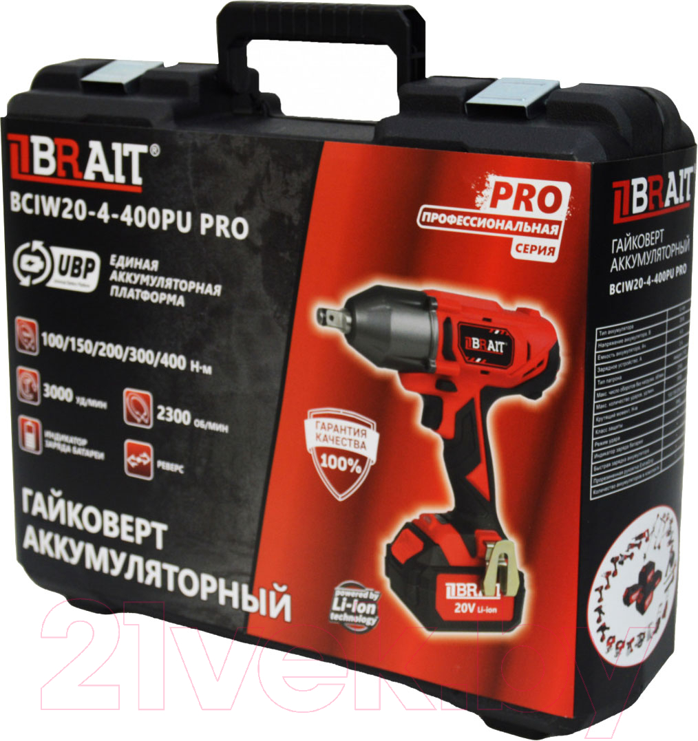 Аккумуляторный гайковерт Brait BCIW20-4-400PU PRO