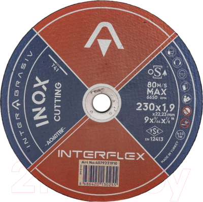 Набор отрезных дисков Interflex AO60TBF Steel 230x1.9x22.23мм Т41 / 4078231910.21 (2шт)