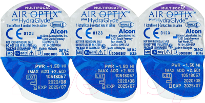 Комплект контактных линз Air Optix Plus HydraGlyde Multifocal Sph -1.00 LO ADD +1.25 R8.6 (3шт)